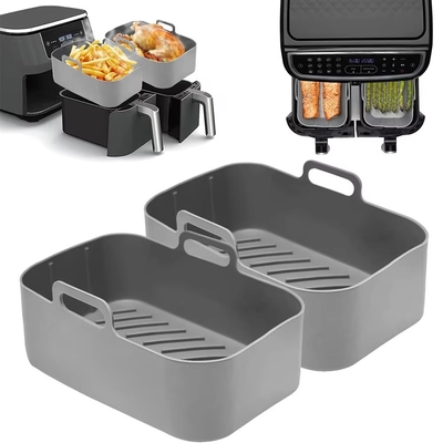Square Food Grade Silicone Pot Liners for Ninjas Dual Air Fryer Reusable and No Stick