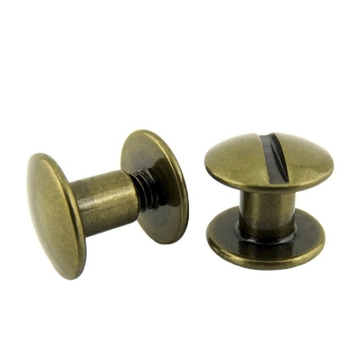 Engraved Nickel Plated Chicago Spiral Bag Hardware in Stainless Steel for OEM CNC Parts
