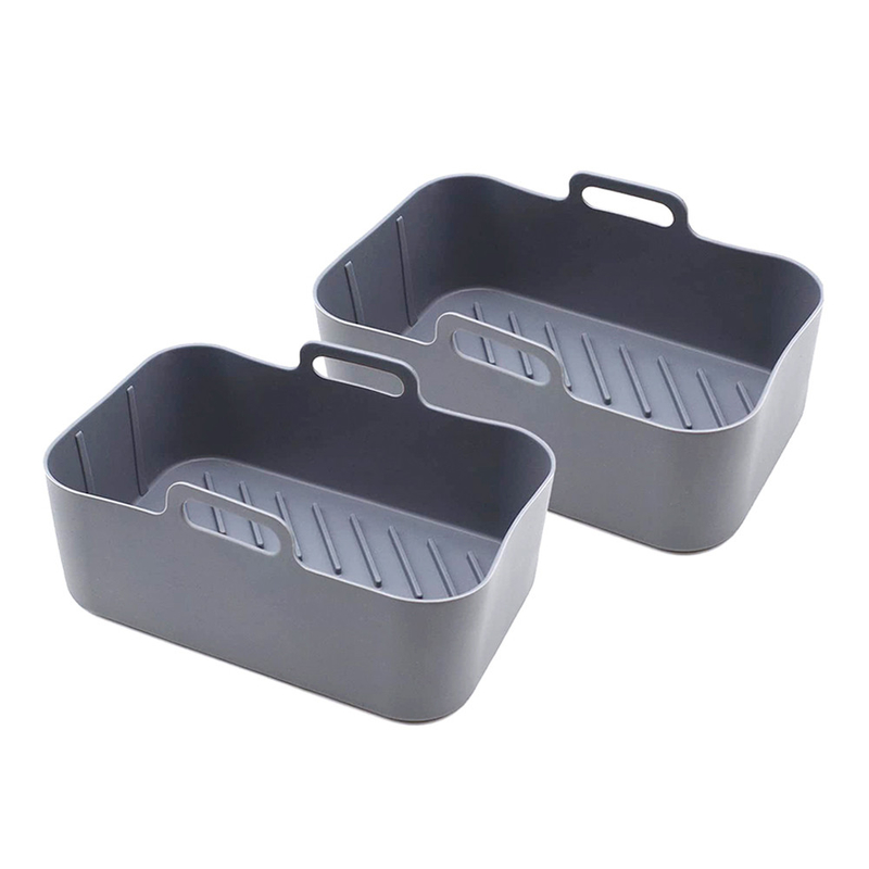 Square Food Grade Silicone Pot Liners for Ninjas Dual Air Fryer Reusable and No Stick